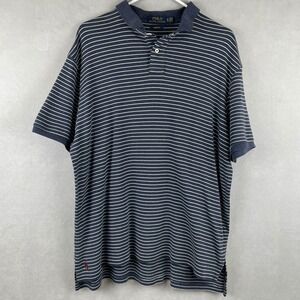 Polo Ralph Lauren Mens XL Custom Fit Striped Preppy Polo Shirt Blue Green Cotton